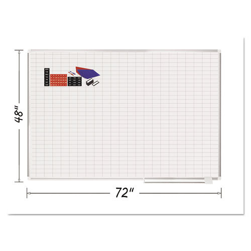 Grid Planning Board w/ Accessories, 1x2" Grid, 72x48, White/Silver, Sold as 1 Each