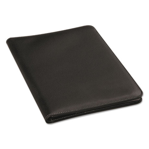 Universal - Leather-Look Pad Folio, Inside Flap Pocket w/Card Holder, Black, Sold as 1 EA