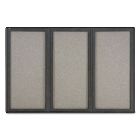 Quartet - Enclosed Bulletin Board, Fabric Covered Cork, 72 x 48, Gray, Aluminum Frame, Sold as 1 EA - QRT2367L