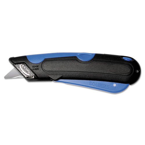 COSCO - Easycut Cutter Knife w/Self-Retracting Safety-Tipped Blade, Black/Blue, Sold as 1 EA
