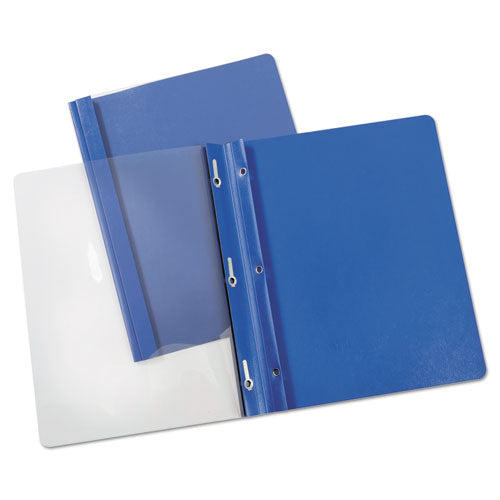 Universal - Report Cover, Tang Clip, Letter, 1/2-inch Capacity, Clear/Blue, 25/Box, Sold as 1 BX