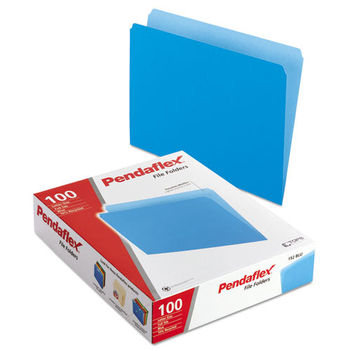 Colored File Folders, Straight Cut, Top Tab, Letter, Blue/Light Blue, 100/Box, Sold as 1 Box, 100 Each per Box 