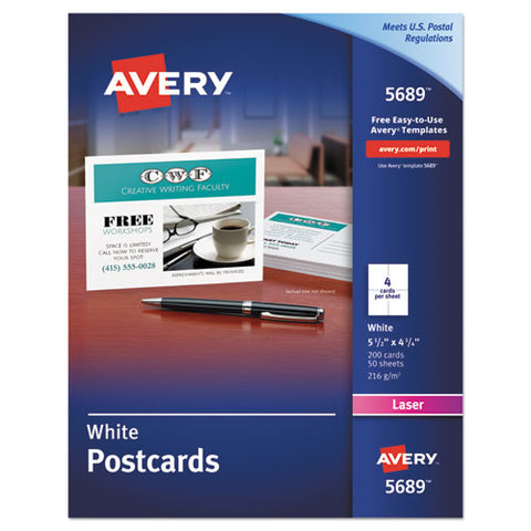 Avery - Avery Laser Postcards, 5 1/2 x 4 1/4, 200/Box, Sold as 1 BX