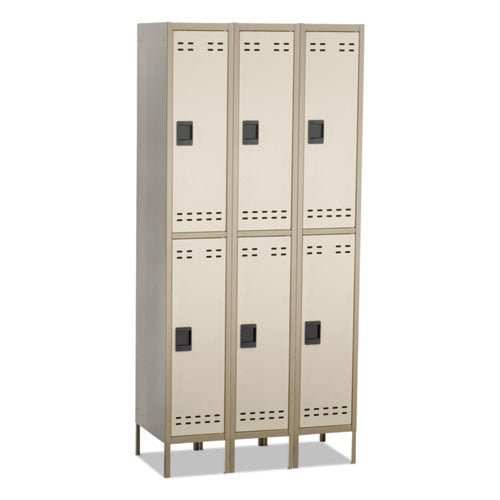 Double-Tier, Three-Column Locker, 36w x 18d x 78h, Two-Tone Tan, Sold as 1 Each