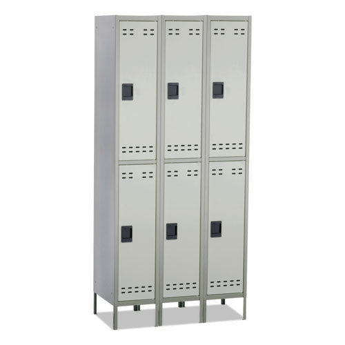 Double-Tier, Three-Column Locker, 36w x 18d x 78h, Two-Tone Gray, Sold as 1 Each