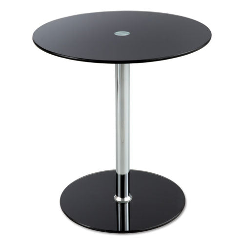 Glass Accent Table, Tempered Glass/Steel, 17" Dia. x 19" High, Black/Silver, Sold as 1 Each