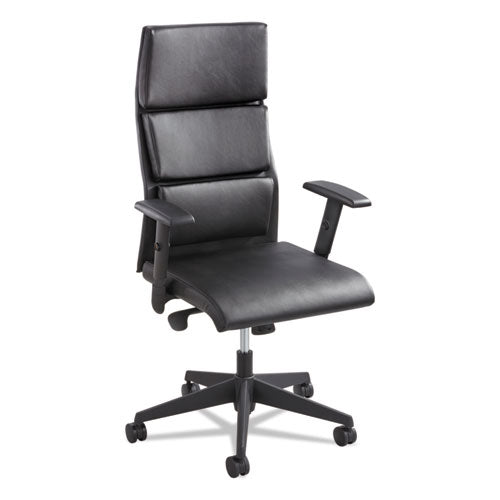 Tuvi Series Executive High-Back Chair, Leatherette Back/Seat, Black, Sold as 1 Each