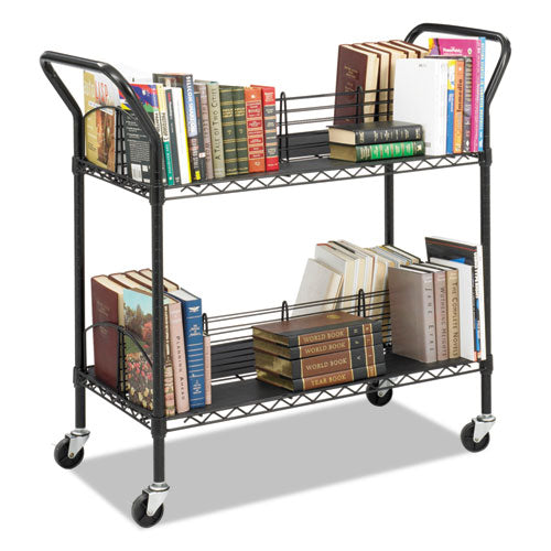 Wire Book Cart, Steel, Four-Shelf, 44w x 18-3/4d x 40-1/4h, Black, Sold as 1 Each