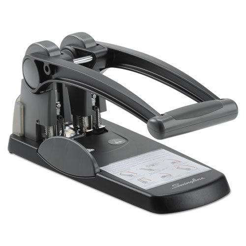 Extra High-Capacity Two-Hole Punch, 9/32" Holes, Black/Gray, Sold as 1 Each