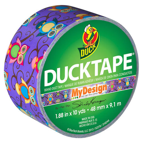 Colored Duct Tape, 9 mil, 1.88" x 10 yds, 3" Core, Retro Owl, Sold as 1 Roll