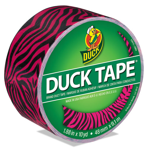 Colored Duct Tape, 9 mil, 1.88" x 10 yds, 3" Core, Pink Zebra, Sold as 1 Roll