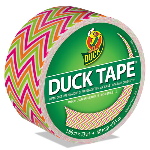 Colored Duct Tape, 9 mil, 1.88" x 10 yds, 3" Core, Zig Zag, Sold as 1 Roll