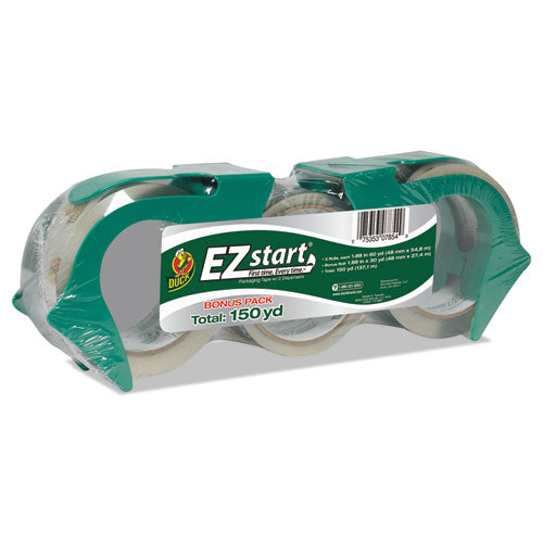 Duck - EZ Start Premium Packaging Tape, 2 60-yard Rolls, Bonus 30-Yard Roll, Clear, Sold as 1 PK