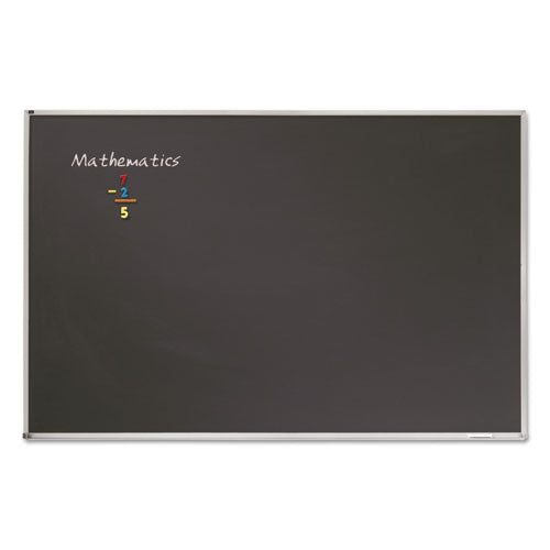 Quartet - Porcelain Black Chalkboard w/Aluminum Frame, 51 x 37, Silver, Sold as 1 EA
