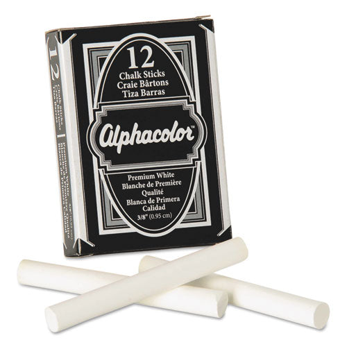 Quartet - Alpha Nontoxic Low Dust Chalk, White, 12 Sticks/Pack, Sold as 1 PK