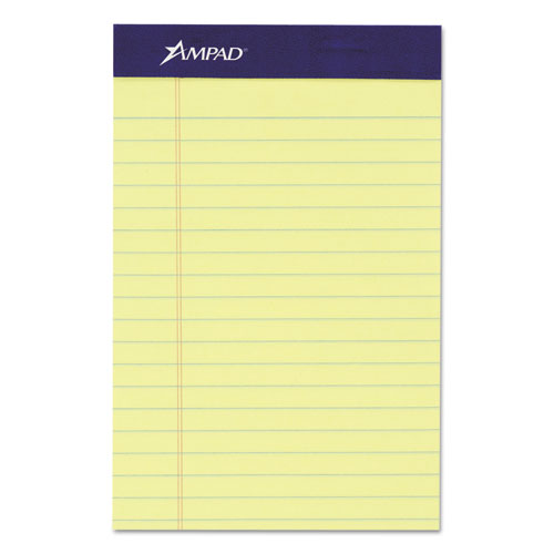 Mead Jr. Legal Ruled Pad, 5 x 8, Canary, 50 Sheets/Pad, 4 Pads/Pack, Sold as 1 Package