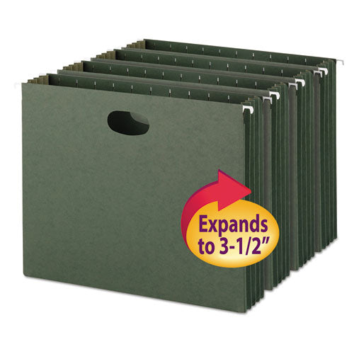 Smead - 3 1/2 Inch Hanging File Pockets with Sides, Letter, Standard Green, 10/Box, Sold as 1 BX
