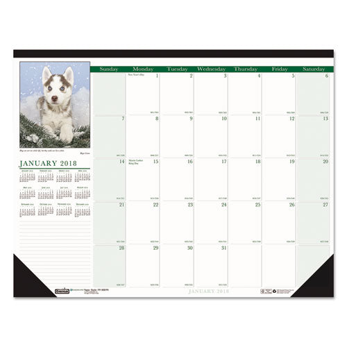 House of Doolittle - Puppies Photographic Monthly Desk Pad Calendar, 18-1/2 x 13, Sold as 1 EA