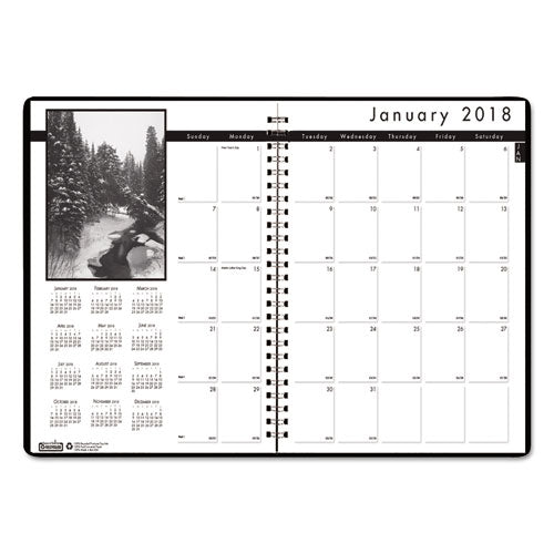 House of Doolittle - Monthly Planner w/Black-&-White Photos, 8-1/2 x 11, Black, Sold as 1 EA
