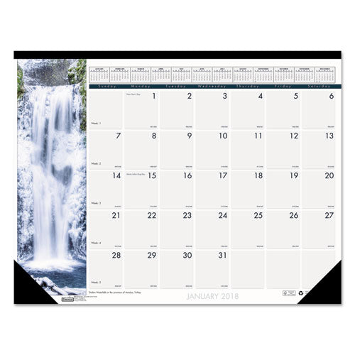 House of Doolittle - Waterfalls of the World Photographic Monthly Desk Pad Calendar, 22 x 17, Sold as 1 EA