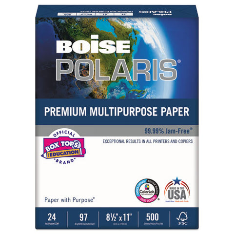 Boise - POLARIS 3-Hole Punched Copy Paper, 8 1/2 x 11, 20lb, White, 5,000 Sheets/Carton, Sold as 1 CT
