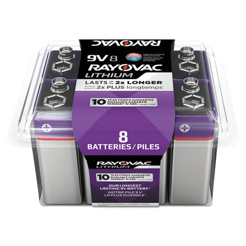 Lithium Batteries, 9V, 8/Pack, Sold as 1 Package