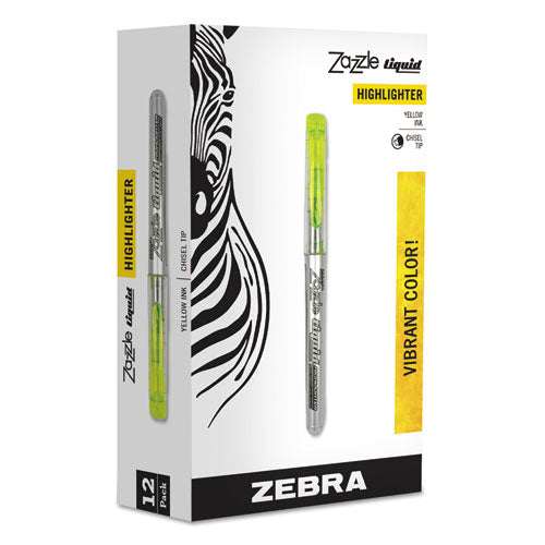 Zebra - Z-HL Three-Chamber Liquid Highlighter, Chisel Tip, Yellow, 12/Pk, Sold as 1 DZ