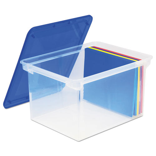 Storex - Plastic File Tote Storage Box, Letter/Legal, Snap-On Lid, Clear, Sold as 1 EA