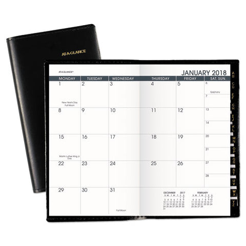 AT-A-GLANCE - Recycled Monthly Planner, Unruled, 3-1/2 x 6-1/8, Black, Sold as 1 EA
