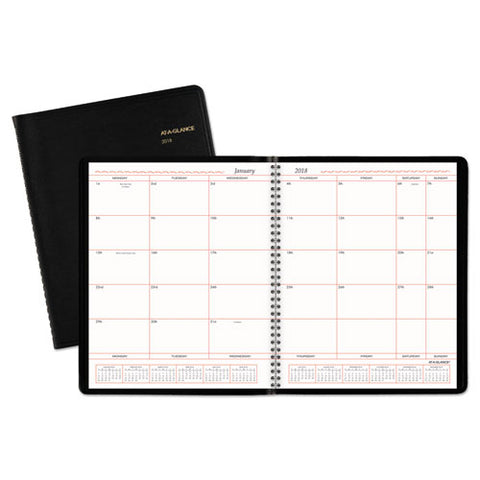 AT-A-GLANCE - Recycled Monthly Planner, Black, 8-inch x 10-inch, Sold as 1 EA