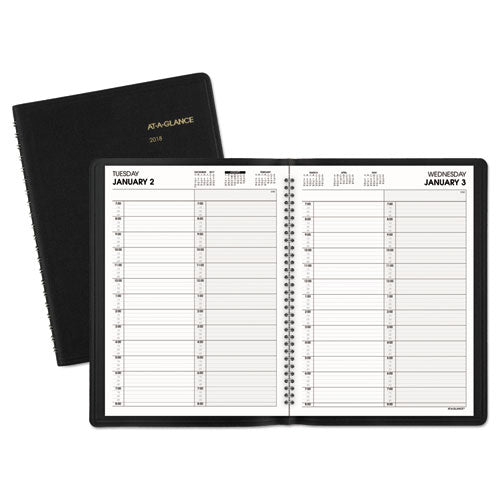 AT-A-GLANCE - Recycled Two-Person Daily Appointment Book, 8 x 10-7/8, Black, Sold as 1 EA