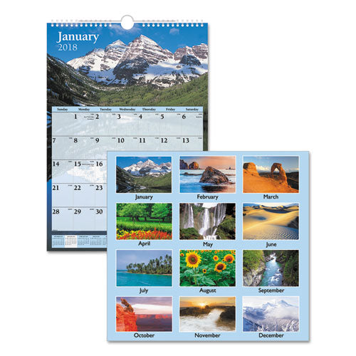 Visual Organizer - Visual Organizer  Recycled Scenic Monthly Wall Calendar, Jan-Dec, Wall, 12 x 17, Sold as 1 EA