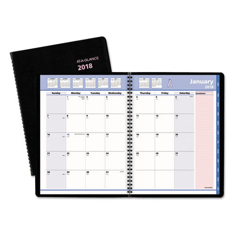 AT-A-GLANCE - QuickNotes Special Edition Recycled Monthly Planner, Black, 8 1/4-inch x 10 7/8-inch, Sold as 1 EA