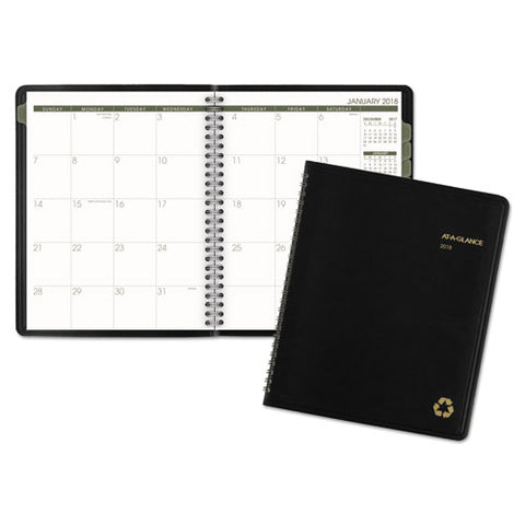AT-A-GLANCE - Recycled Monthly Planner, Black, 6 7/8-inch x 8 3/4-inch, Sold as 1 EA