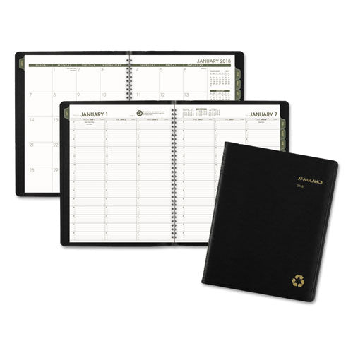 AT-A-GLANCE - Recycled Weekly/Monthly Appointment Book, Black, 8 1/4-inch x 10 7/8-inch, Sold as 1 EA