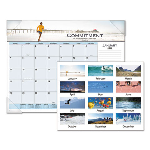 Visual Organizer - Visual Organizer Recycled Motivational Panoramic Monthly Desk Pad, 22 x 17, Sold as 1 EA