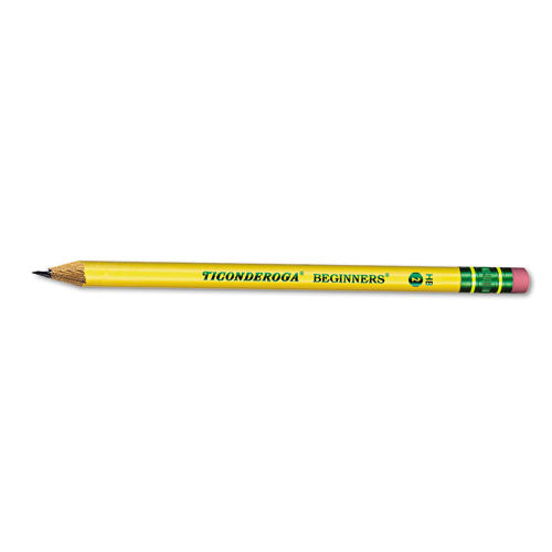 Dixon - Ticonderoga Beginners Wood Pencil w/Eraser, HB #2, Yellow Barrel, Dozen, Sold as 1 DZ