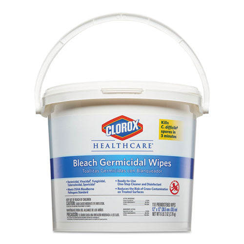 Bleach Germicidal Wipes, 12 x 12, Unscented, 110/Canister, Sold as 1 Carton, 2 Each per Carton 