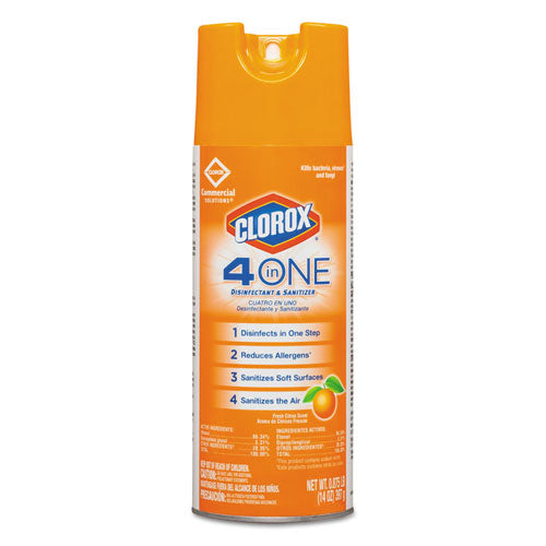 4-in-One Disinfectant & Sanitizer, Citrus, 14oz Aerosol, 12/Carton, Sold as 1 Carton, 12 Each per Carton 