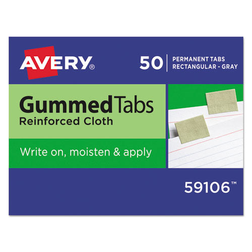 Avery - Gummed Index Tabs, 1 x 13/16, Gray, 50/Pack, Sold as 1 PK