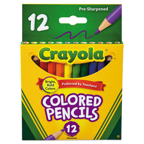 Crayola - Short Barrel Colored Woodcase Pencils, 3.3 mm, 12 Assorted Colors/Set, Sold as 1 ST