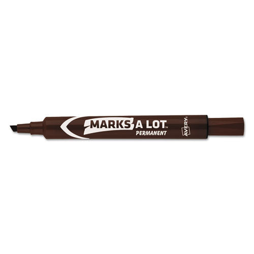 Marks-A-Lot - Permanent Marker, Large Chisel Tip, Brown, Dozen, Sold as 1 DZ