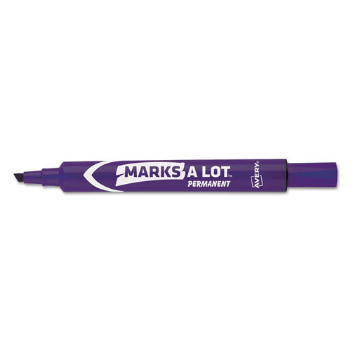 Large Desk Style Permanent Marker, Chisel Tip, Purple, Dozen, Sold as 1 Dozen