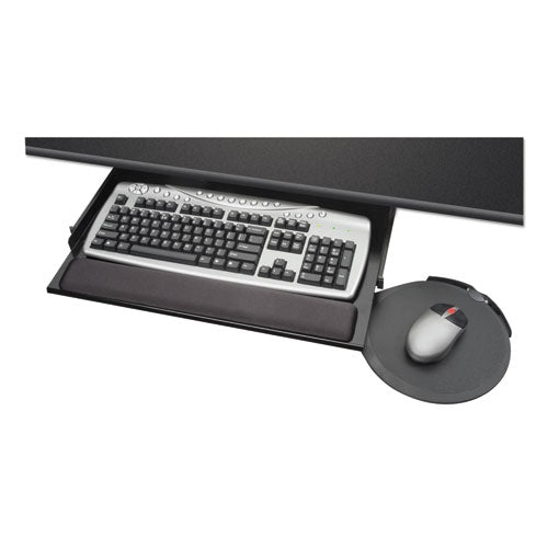 Under Desk Keyboard Tray with Oval Mouse Platform, 22 x 19, Black, Sold as 1 Each