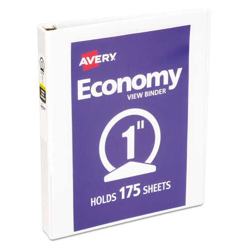 Avery - Economy Vinyl Round Ring View Binder, 1-inch Capacity, White, Sold as 1 EA