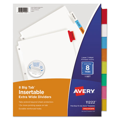 Avery - WorkSaver Big Tab Extrawide Dividers w/Eight Multicolor Tabs, 9 x 11, White, Sold as 1 ST