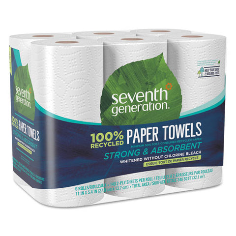 100% Recycled Paper Towel Rolls, 2-Ply, 11 x 5.4 Sheets, 140 Sheets/RL, 6/PK, Sold as 1 Package