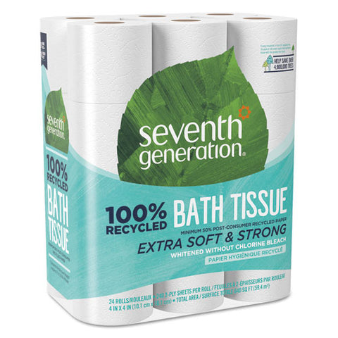 100% Recycled Bathroom Tissue, 2-Ply, White, 300 Sheets/Roll, 24/Pack, Sold as 1 Package