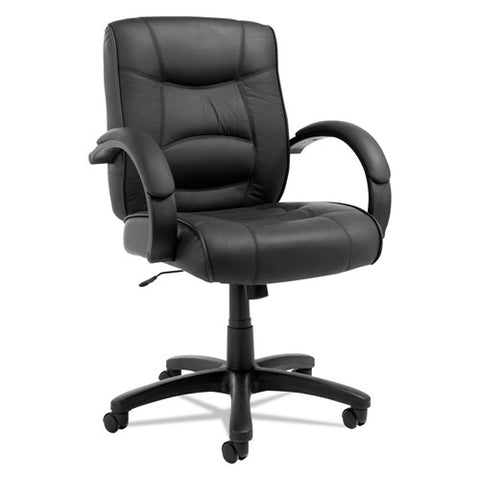 Alera - Strada Series Mid-Back Swivel/Tilt Chair w/Black Leather Upholstery, Sold as 1 EA
