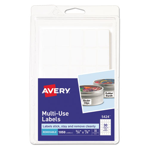 Avery - Self-Adhesive Removable Multi-Use Labels, 5/8 x 7/8, White, 1000/Pack, Sold as 1 PK